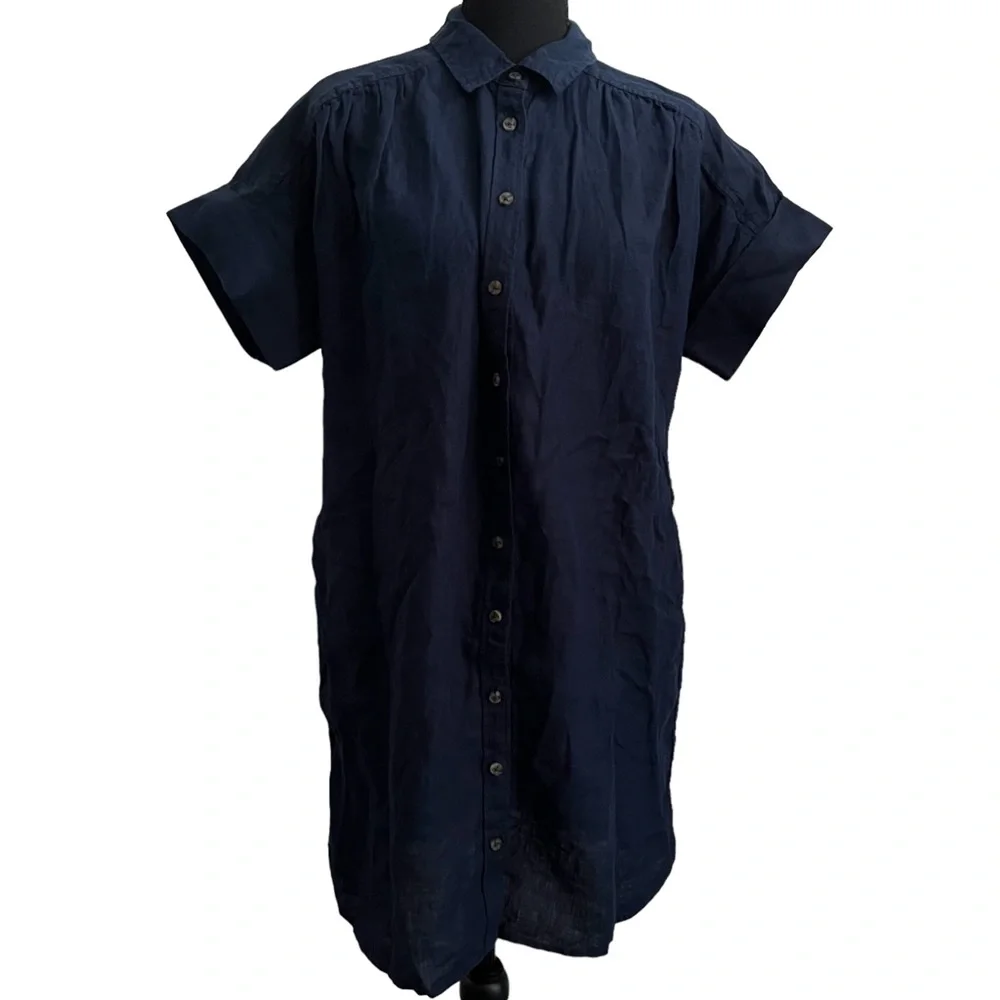 J.Crew Relaxed-Fit Short Sleeve Baird McNutt Irish Linen Shirtdress MP Women’s. - Picture 2 of 7